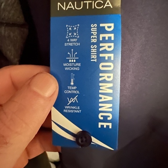 New Nautica Men’s Blue Performance Slim Fit Long Sleeve Button Up Shirt - Medium - Picture 6 of 7